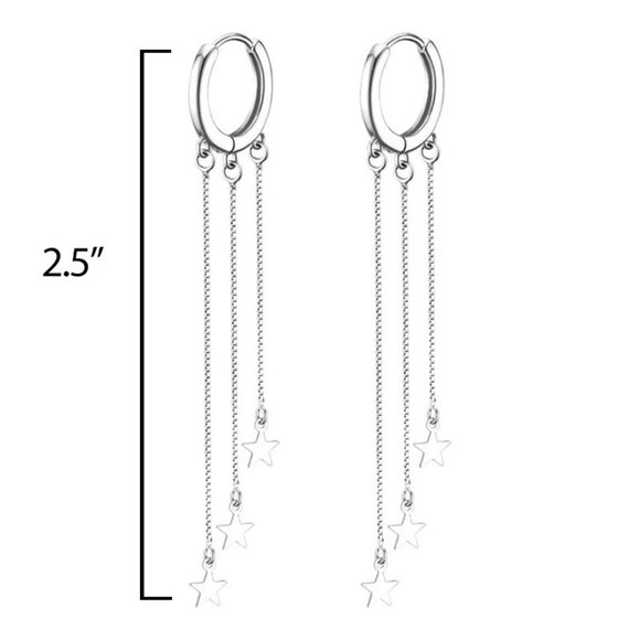 Star Hoop Earrings Sterling Silver - Picture 7 of 7